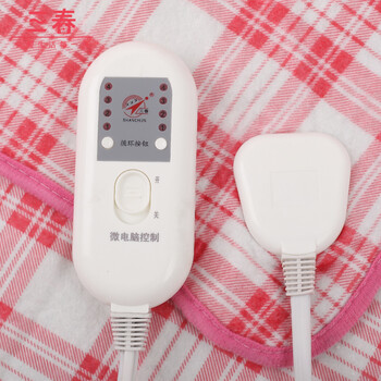 三春电热毯双人双控智能调温防水安全电褥子 蓝格子