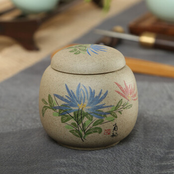 
                                        方然 陶土茶叶罐密封储罐普洱茶罐 梅兰竹菊陶瓷罐 兰单罐                