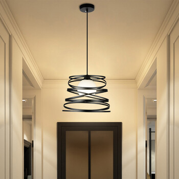 雷士(nvc)吊灯 现代简约单头吊线灯客厅餐吊灯 铁艺素雅黑 e27灯头无