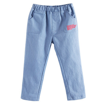 长裤女春秋新款时尚外穿宽松休闲中小童运动小学生女童裤子薄 蓝色