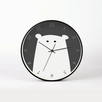 钟表工业两面孔雀可爱客厅时钟实木圆形英寸挂钟乡村国风墙 10清白熊