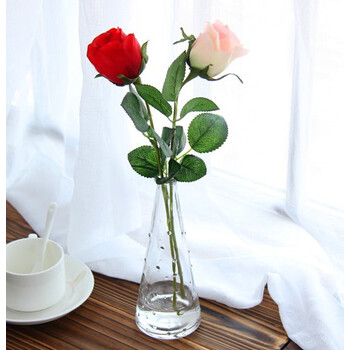 绢花干花塑料假花仿真花艺套装饰品摆件客厅家居小玻璃花瓶插花 雨点