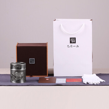 
                                        巴蜀一品 锡罐纯锡茶叶罐茶具密封罐茶罐存储罐 吊脚楼 金属绿茶锡器商务礼物礼茶叶包装盒定制 小号                
