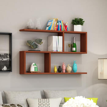 红林梦 书架挂墙创意隔板搁板架子欧式墙上背景墙家具一字书柜背景