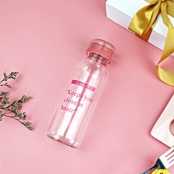 创意随手杯玻璃杯男女携礼品水杯杯子 粉色-300ml