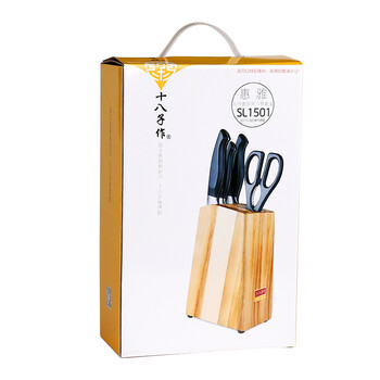 十八子作刀具套装 厨房时尚健康木座五件套装SL1501