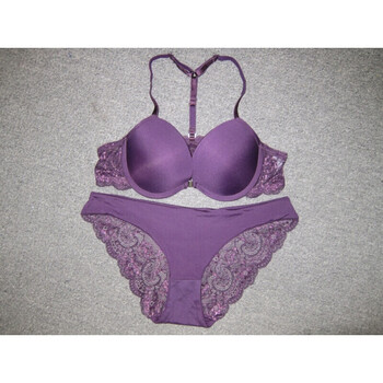 狐狸都市丽人同款品牌蕾丝前扣美背文胸套装聚拢欧美女士内衣 紫色