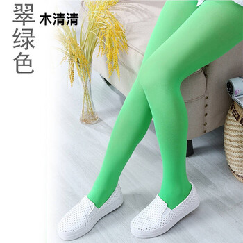 连裤袜舞蹈春秋夏薄款学生丝袜儿童白色打底袜子长筒棉裤袜 翠绿色 3