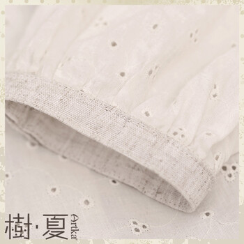 树夏2015夏装新款女装棉麻复古刺绣宽松抽褶花边短外套W114051C 浅卡其 M