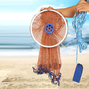 渔网鱼网兜捕鱼网袋粘撒网渔网渔具飞盘轮胎线易抛自动美式手抛网