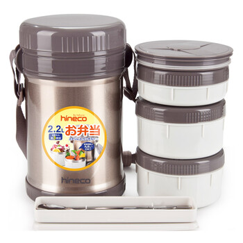 
                                                            新品泰福高（TAFUCO） 保温饭盒日本304不锈钢焖烧保温桶防烫三层提锅大容量学生便当饭盒 T2510香槟色2.2L 三层可焖烧+防烫手                