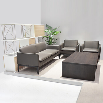 办公沙发简约现代小型商务休闲接待办公室会客三人位沙发茶几组合 1 1