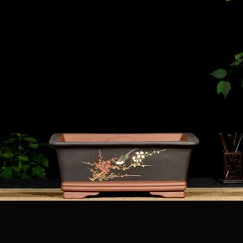 花明柳媚宜兴紫砂花盆精品长方形盆景盆特大号种菜盆方形大号花盆陶瓷