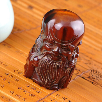 寻适 牛角手把件 雕刻福禄寿把件 仿古做旧时尚简约男女饰品 a款