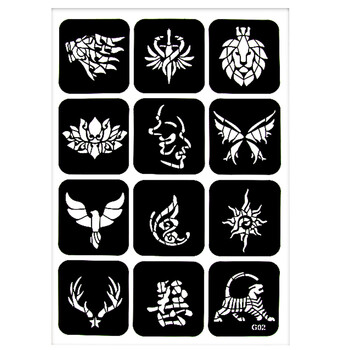 个性纹身模板纹身师专用男女持久防水刺青转印图案纸海娜镂空纹身贴