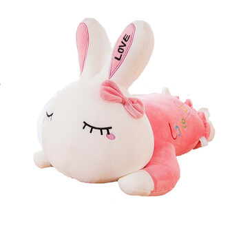 lerongxing) 软体羽绒棉 趴款love兔子公仔睡觉抱枕毛绒玩具 趴款粉兔