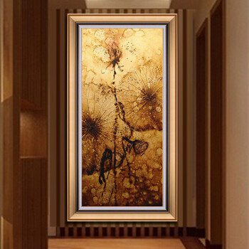 
                                        博艺佳东南亚油画泰式金箔画别墅家居玄关走廊挂画纯手绘油画装饰画 A 50*105CM                
