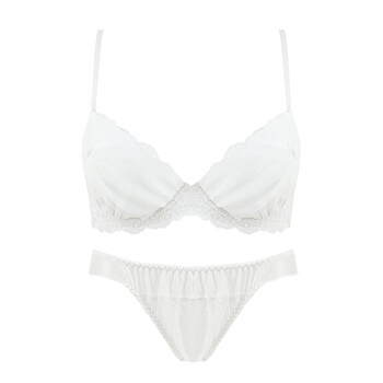 夏白色美背内衣 性感蕾丝小胸厚款聚拢少女甜美女文胸内裤套装 常规款