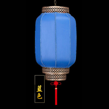 户外防水防晒仿羊皮中式仿古冬瓜宫灯广告装饰茶楼长灯笼 可定制 蓝色