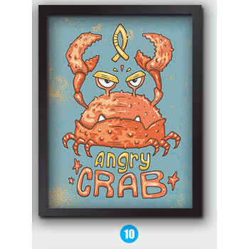 创意螃蟹馆海鲜店餐厅餐馆火锅烧烤农家乐有框装饰画挂画壁画墙画sn