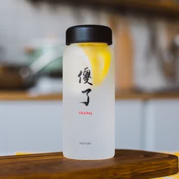 佛系磨砂文字玻璃杯创意潮流简约清新水杯韩男女学生随手杯 傻了吧唧