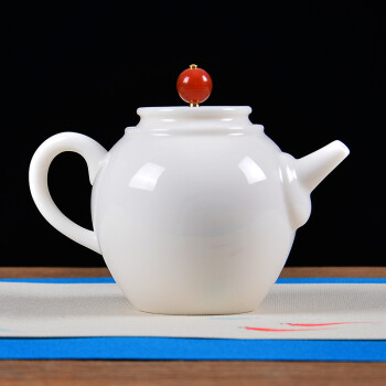羊脂玉白瓷小茶壶孟起壶陶瓷功夫单壶茶具创意过滤泡茶器 军绿色