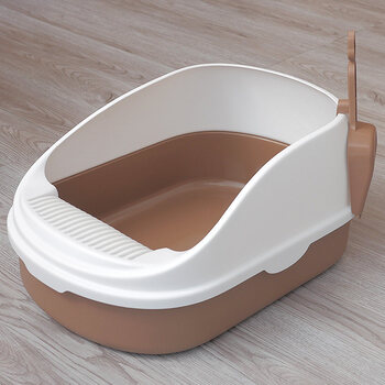 猫砂盆半封闭猫屎盆子盆猫沙盆猫咪用品猫厕所26 咖啡中号49*34*22.