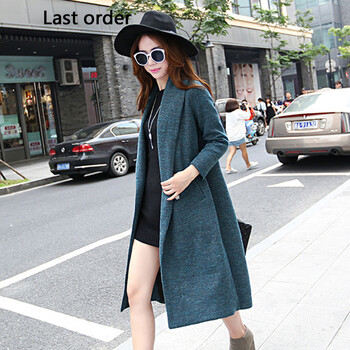 Last Order2015秋冬装新品大码女装长款仿羊毛呢子大衣 风衣外套女 灰色 M