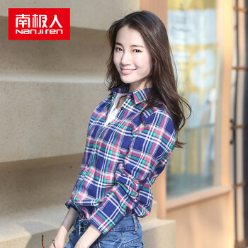 
                                        南极人秋冬女士新款棉质保暖加绒格子修身长袖女衬衫 25格子 2XL                