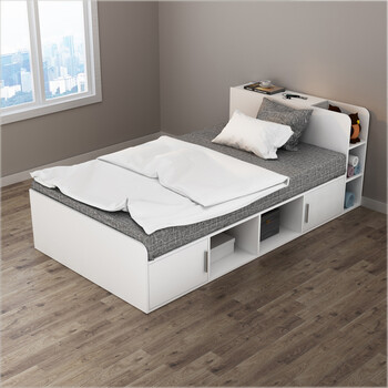 唯美馨 现代简约卧室多功能储物床小户型可定制板式储物床头床身双抽