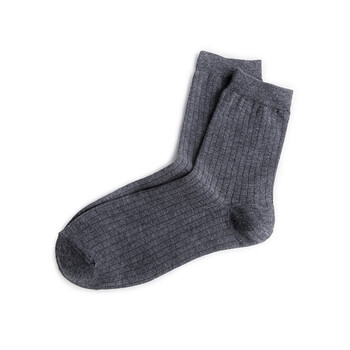 商务男士休闲棉袜基础款纯色螺纹短袜复古春夏打底袜子男新 深灰色