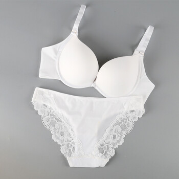 2018丝滑简约时尚性感白色内衣有钢圈光面文胸套装胸罩 白色 75a