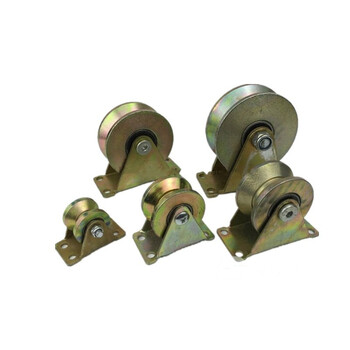 v型槽轮推拉门滑轮三角铁v型轮子导轨轮大门滑轮全铁轨道滑轮 直径30