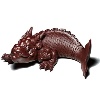 茶宠摆件年年有余 雕塑鱼化龙可养紫泥功夫茶具茶玩 精品 鱼化龙