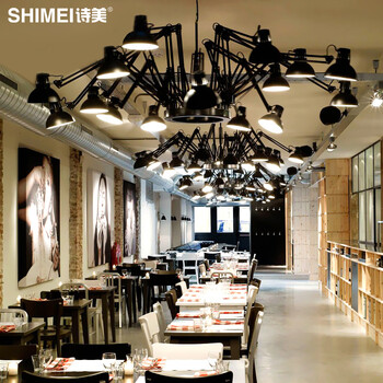 诗美 简约现代客厅吊灯餐厅灯具创意个性铁艺服装店伸缩蜘蛛吊灯 6头黑色-带遥控-送LED光源