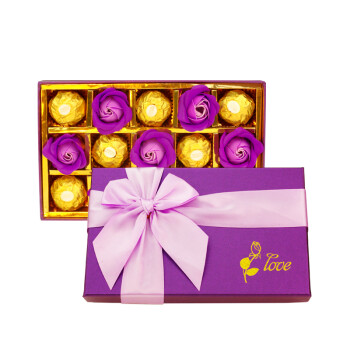 费列罗（Ferrero Rocher） 巧克力礼盒装 紫玫瑰女友生日七夕情人节三八节教师节520礼物 店家代包/附标签 含礼袋