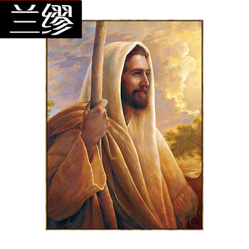 兰缪 耶稣挂画 耶稣画像 以马内利 主 宗教 基督教装饰画 客厅壁挂画