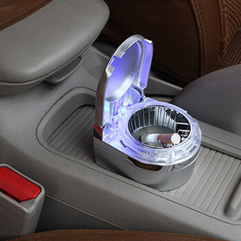 车用烟灰缸家用带led烟灰缸丢烟头车载烟缸汽车用品 银色 凌渡 大众