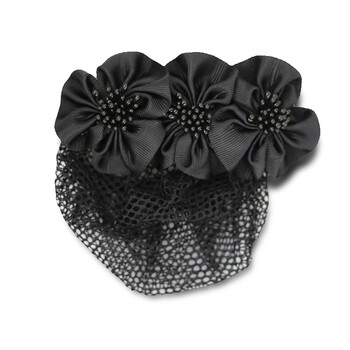 花朵银行护士韩国职业发网网兜盘发头花简约百搭上班发夹头饰 黑色