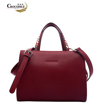 鳄鱼恤crocodile时尚简约牛皮女士单肩斜挎手提包 潮流女包12514105