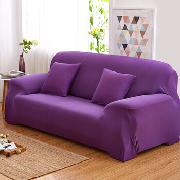 弹力全包沙发套沙发罩全盖紧包防滑皮组合沙发垫沙发笠 紫色 四人位