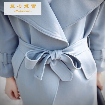莫卡妮雪2015秋装新款 韩版显瘦 气质优雅中长款女式风衣外套春秋 灰色 XL