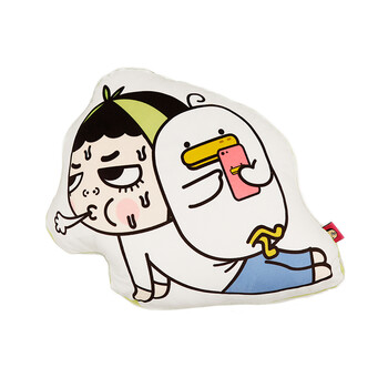 躺倒鸭联名款抱枕短毛绒恶搞表情包抱枕可爱沙发靠枕 爱你压压你