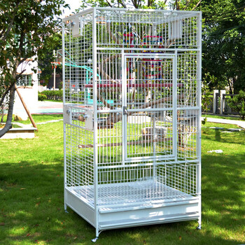 鹦鹉笼子大号别墅金属豪华大型柜式金刚灰鹦鹉鸟笼铁艺8010 白色笼子