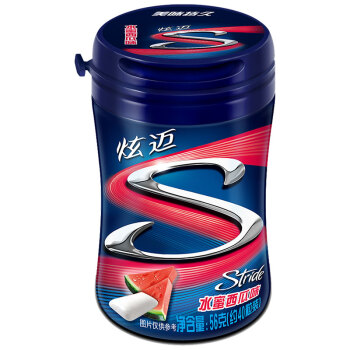 炫迈（Stride）无糖颗粒口香糖 水蜜西瓜味清新口气休闲零食40粒56g（新老包装随机发货）