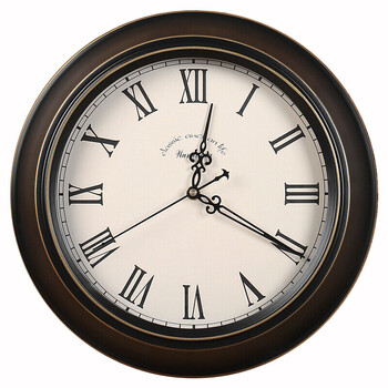 美式个性简约客厅挂钟 黑色外框06钟面米白色 罗马表盘 16英寸