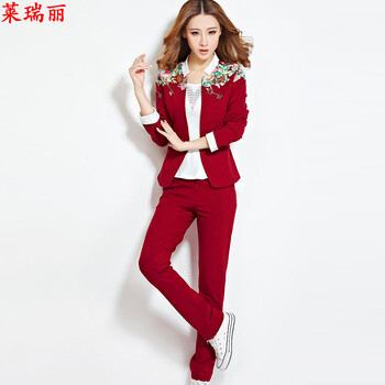 莱瑞丽 2015卫衣小西服三件套 3089 酒红色 XXL