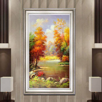 
                                        三联风景油画 日康 欧式客厅走廊山水装饰画 纯手绘定制带框油画 玄关挂画酒店别墅油画 配56271银框 50*70*3幅                