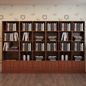 简约组合书柜带门格子柜简易书架创意储物柜文件柜立柜 定制 ◆30深度