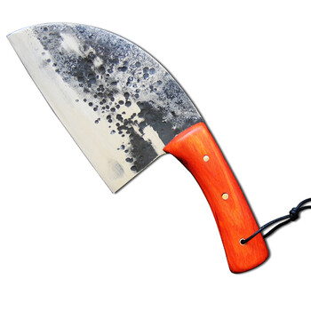 刀具野外厨房圆头老头刀纯手工锻打夹钢传统铁菜刀 老头刀